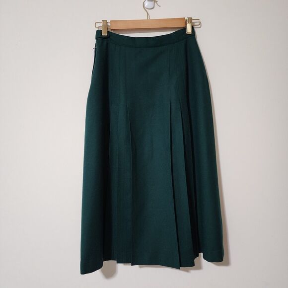 Vintage Charter Club Petites by Jane Justin Womens Wool Skirt Suit Green Size 4P - Picture 10 of 13